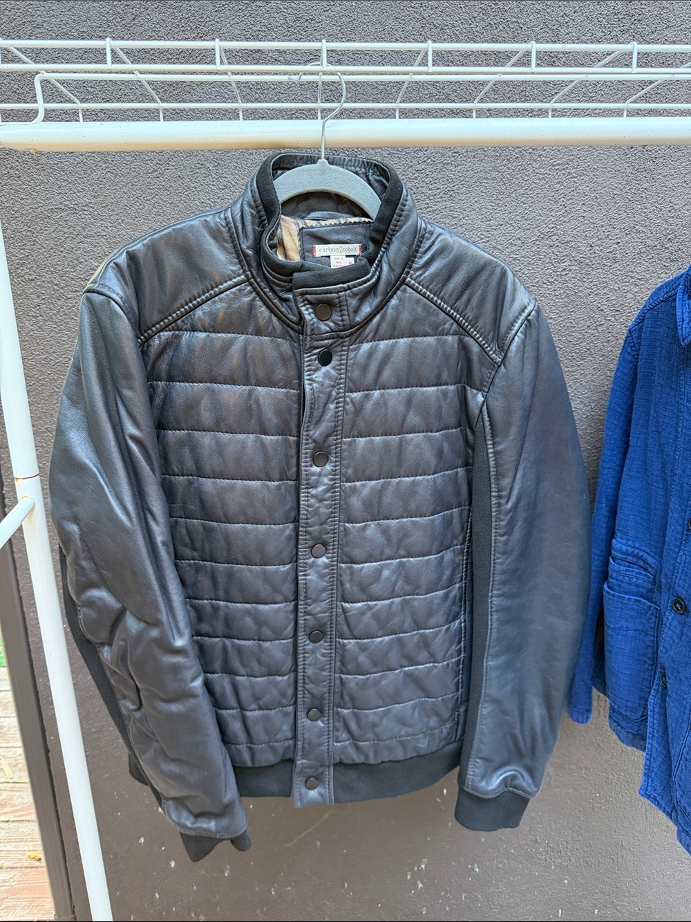 Men's Black Quilted Leather Bomber Jacket